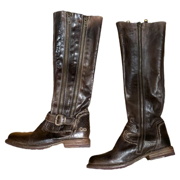 Bed Stu Tango Tall Brown Leather Moto Boots - Picture 2 of 10